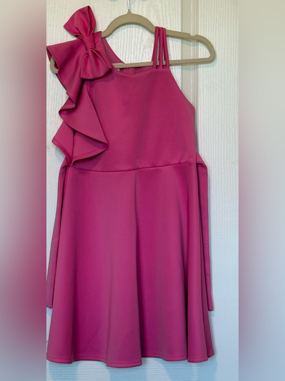 Bonnie Jean Girls Fuchsia One-Shoulder Ruffle Dress